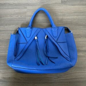 Christopher Kon Like New Condition Electric Blue Tassle Handbag Zipper Details
